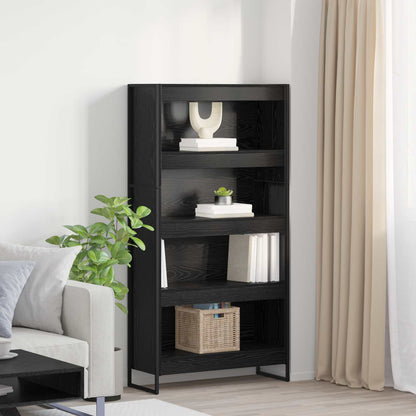 Book Cabinet 80 x 30 x 155 cm Engineered Wood Black Oak
