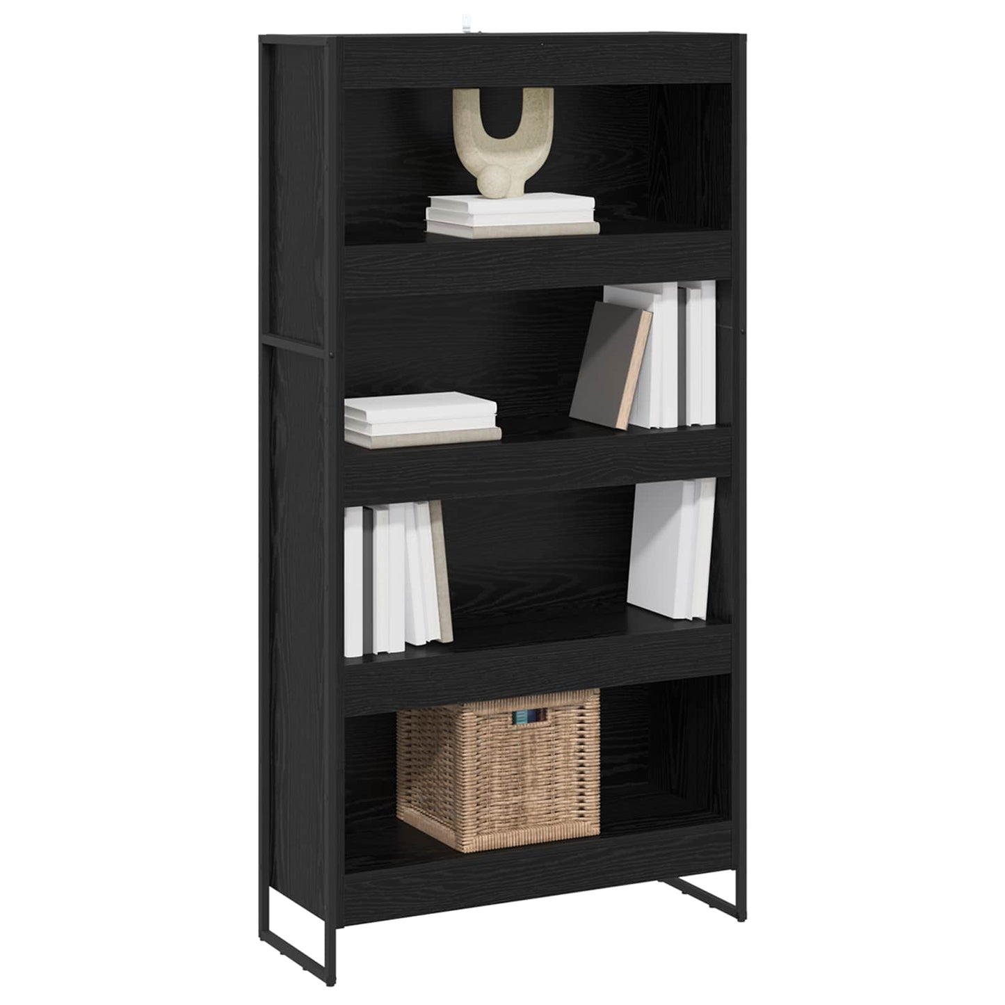 Book Cabinet 80 x 30 x 155 cm Engineered Wood Black Oak
