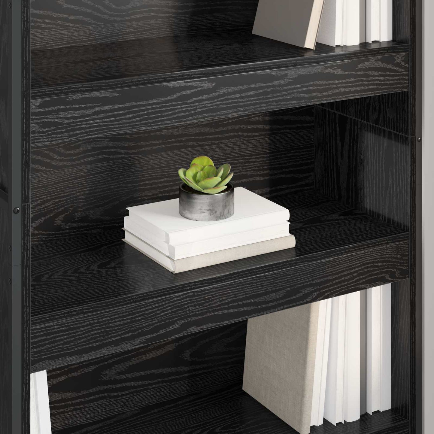 Book Cabinet 80 x 30 x 189.5 cm Engineered Wood Black Oak