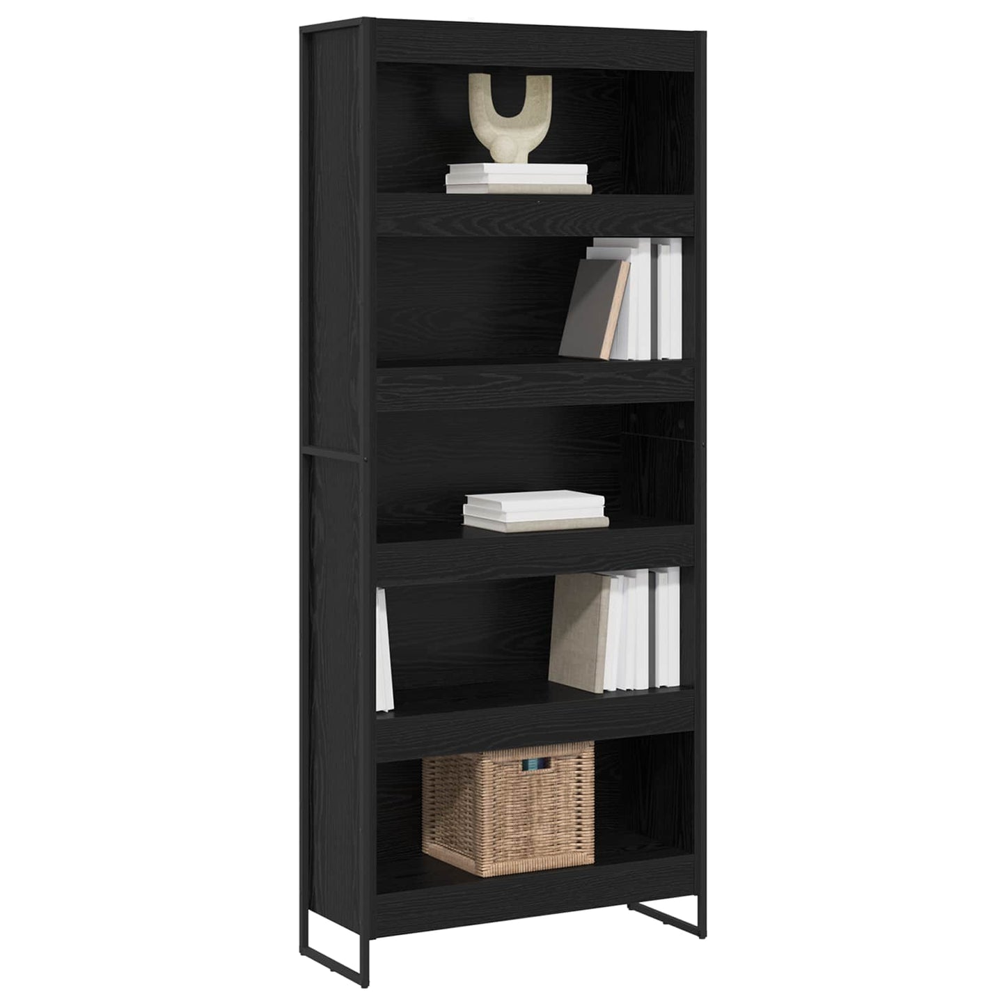 Book Cabinet 80 x 30 x 189.5 cm Engineered Wood Black Oak