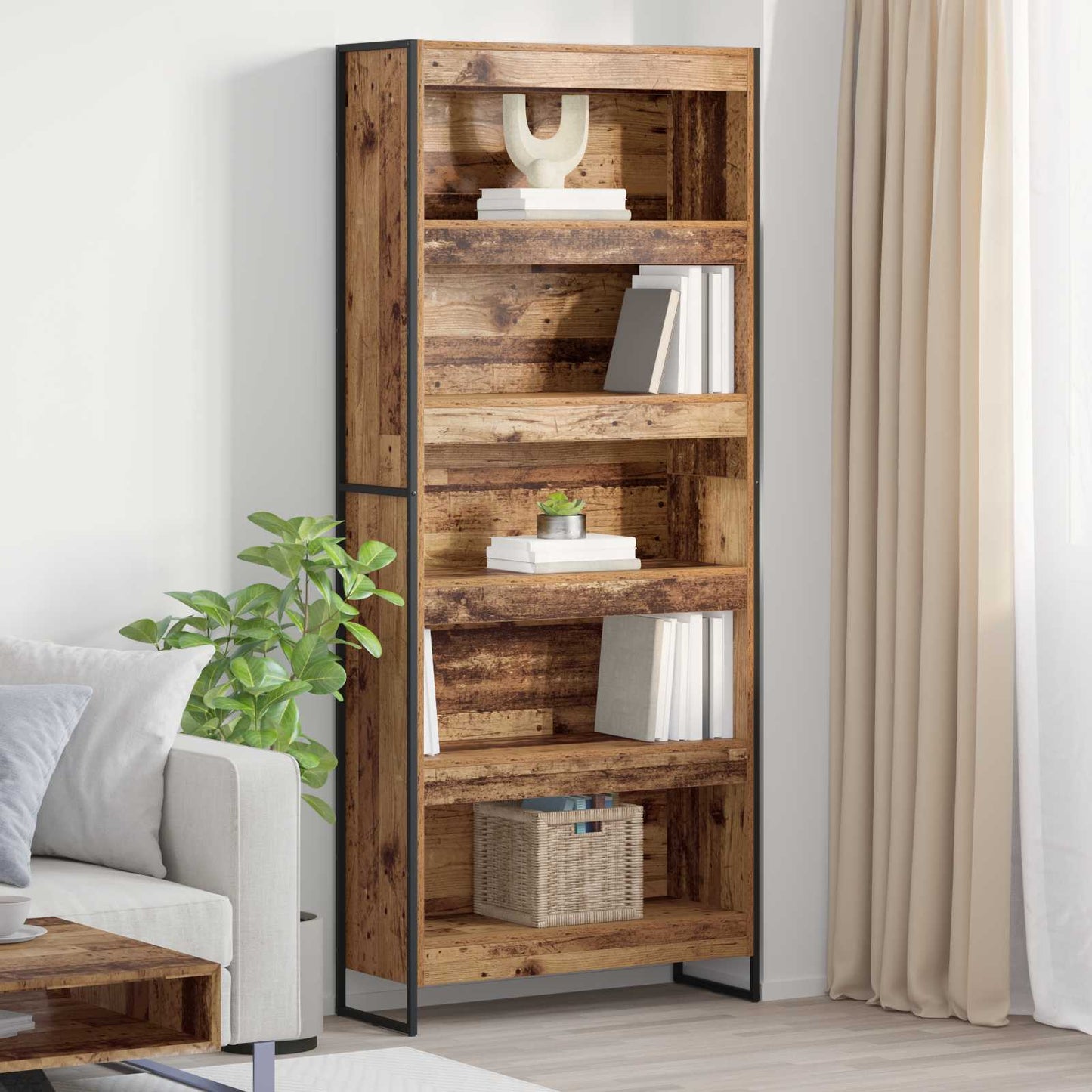 Book Cabinet 2 pcs Old Wood 80 x 30 x 189.5 cm Engineered Wood