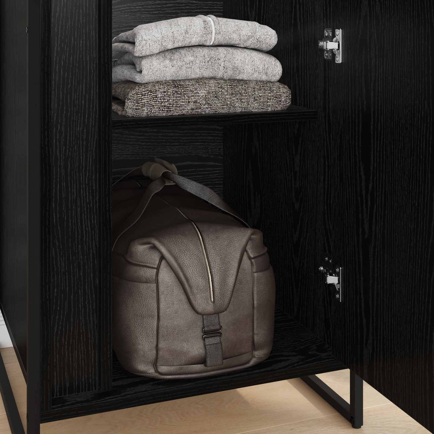 Warderobe with Door Black Oak 50 x 50 x 200 cm Engineered Wood