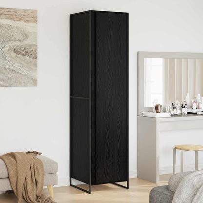 Warderobe with Door Black Oak 50 x 50 x 200 cm Engineered Wood