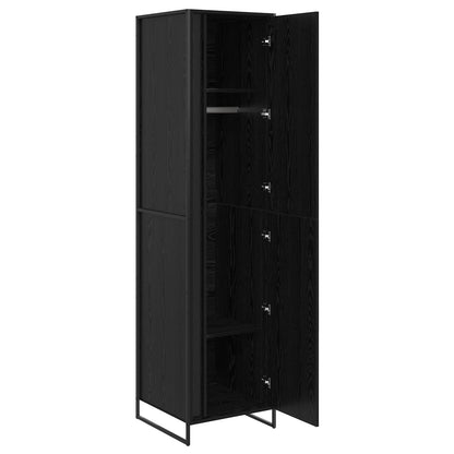 Warderobe with Door Black Oak 50 x 50 x 200 cm Engineered Wood