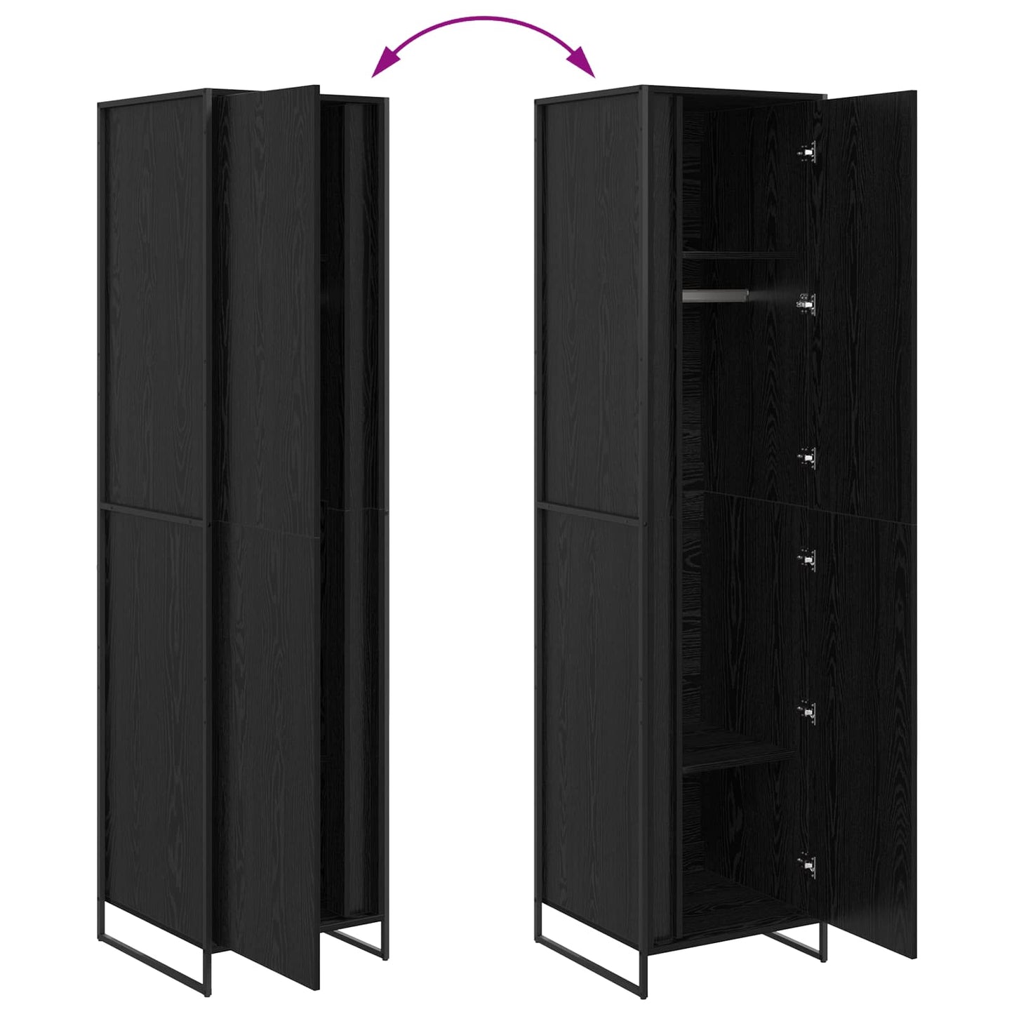 Warderobe with Door Black Oak 50 x 50 x 200 cm Engineered Wood