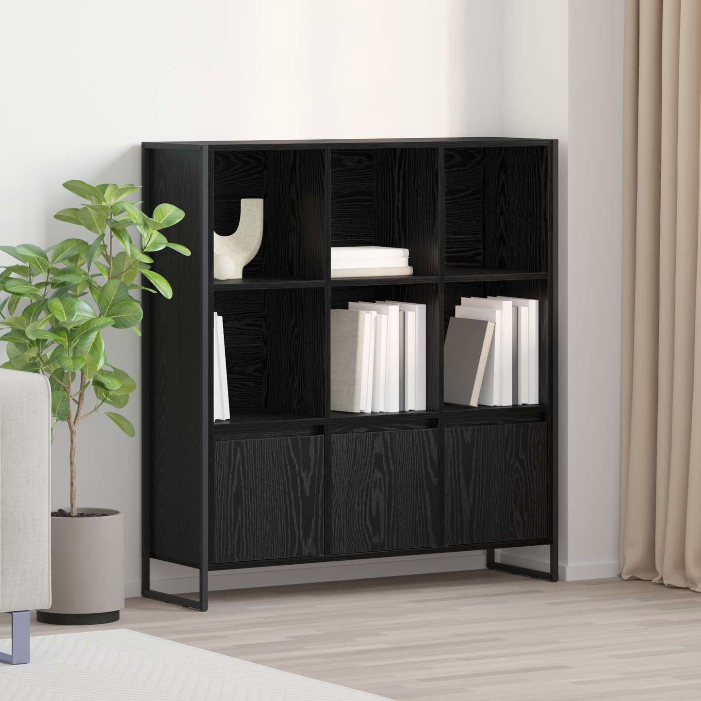 Book Cabinet 2 pcs Black Oak 99.5 x 30 x 108 cm Engineered Wood
