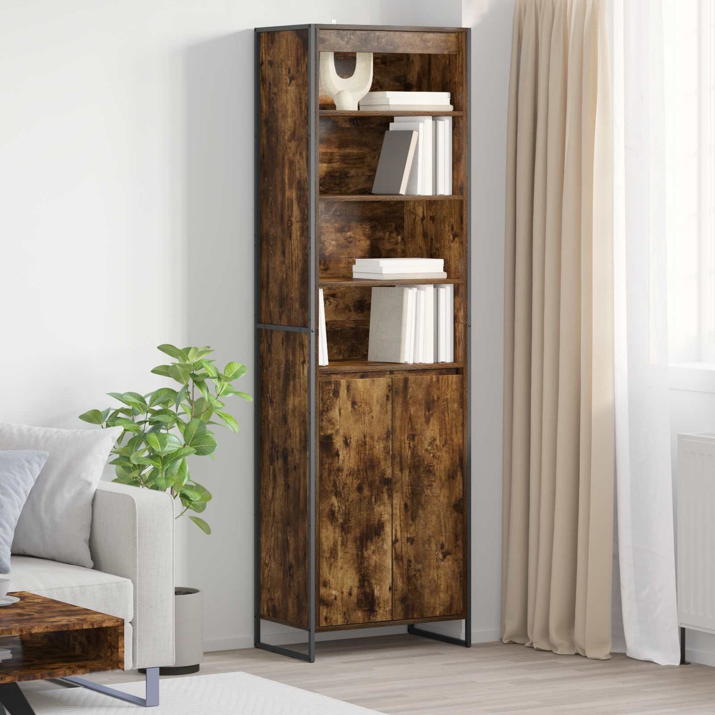 Tall Cabinets Smoke Oak 60 x 36 x 200 cm Engineered Wood