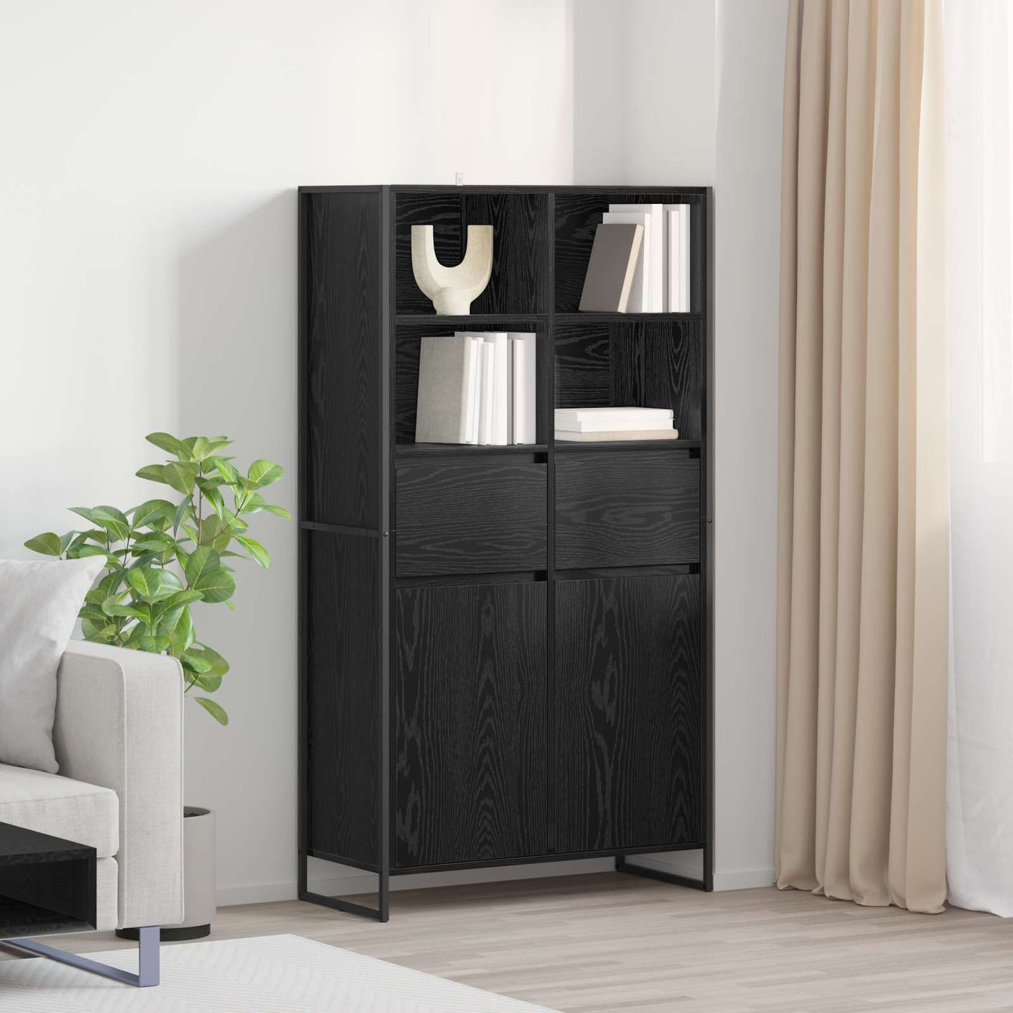 Sideboard 2 pcs Black Oak 81 x 36 x 150.5 cm Engineered Wood