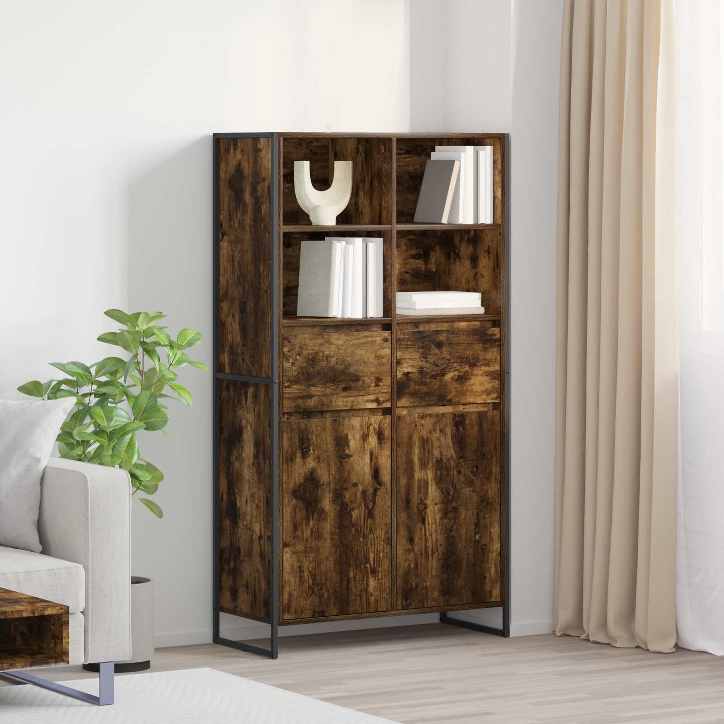 Sideboard 2 pcs Smoke Oak 81 x 36 x 150.5 cm Engineered Wood
