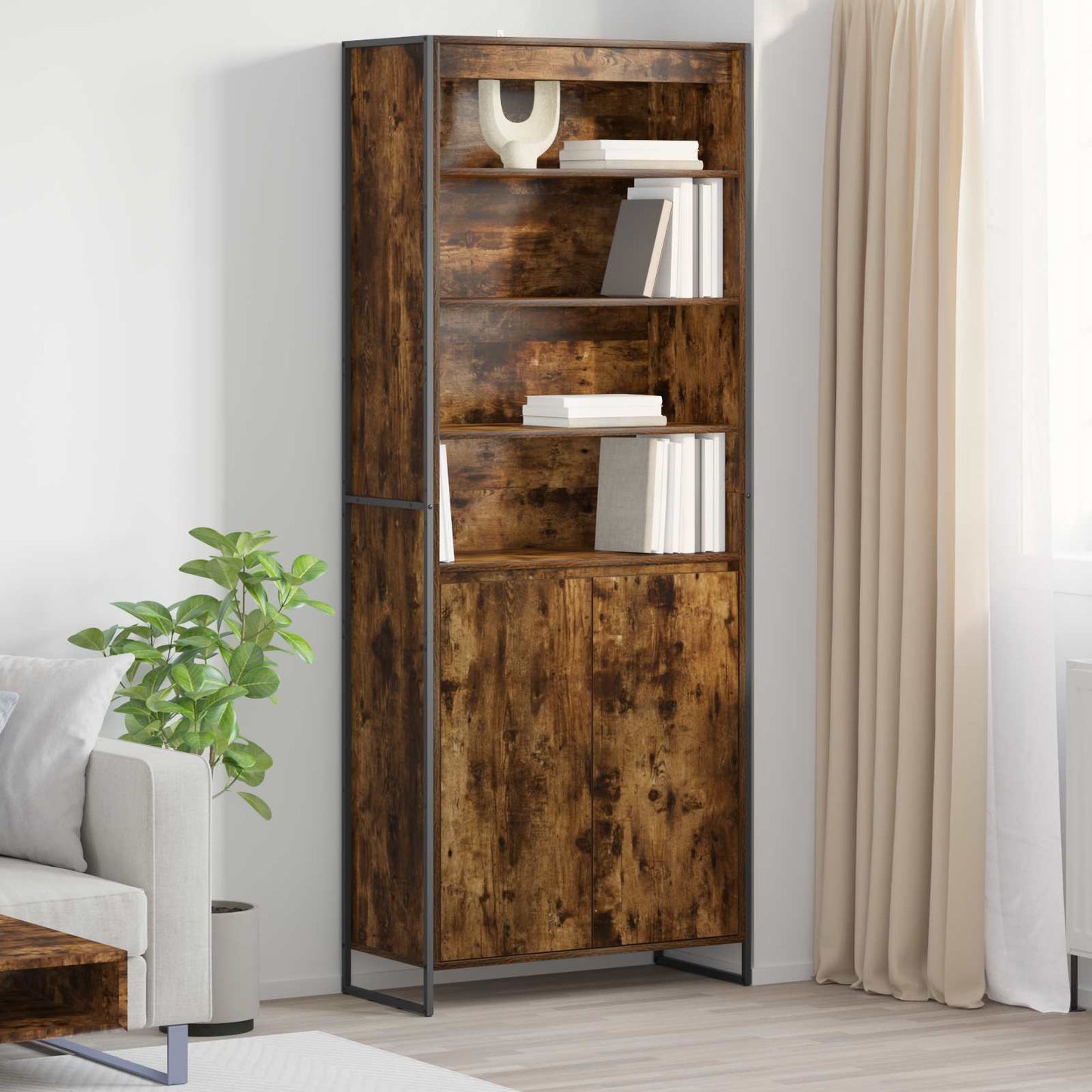 Tall Cabinets Smoke Oak 79 x 36 x 200 cm Engineered Wood