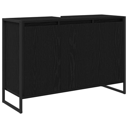Bathroom Furniture Set with Drawer Black Oak Engineered Wood