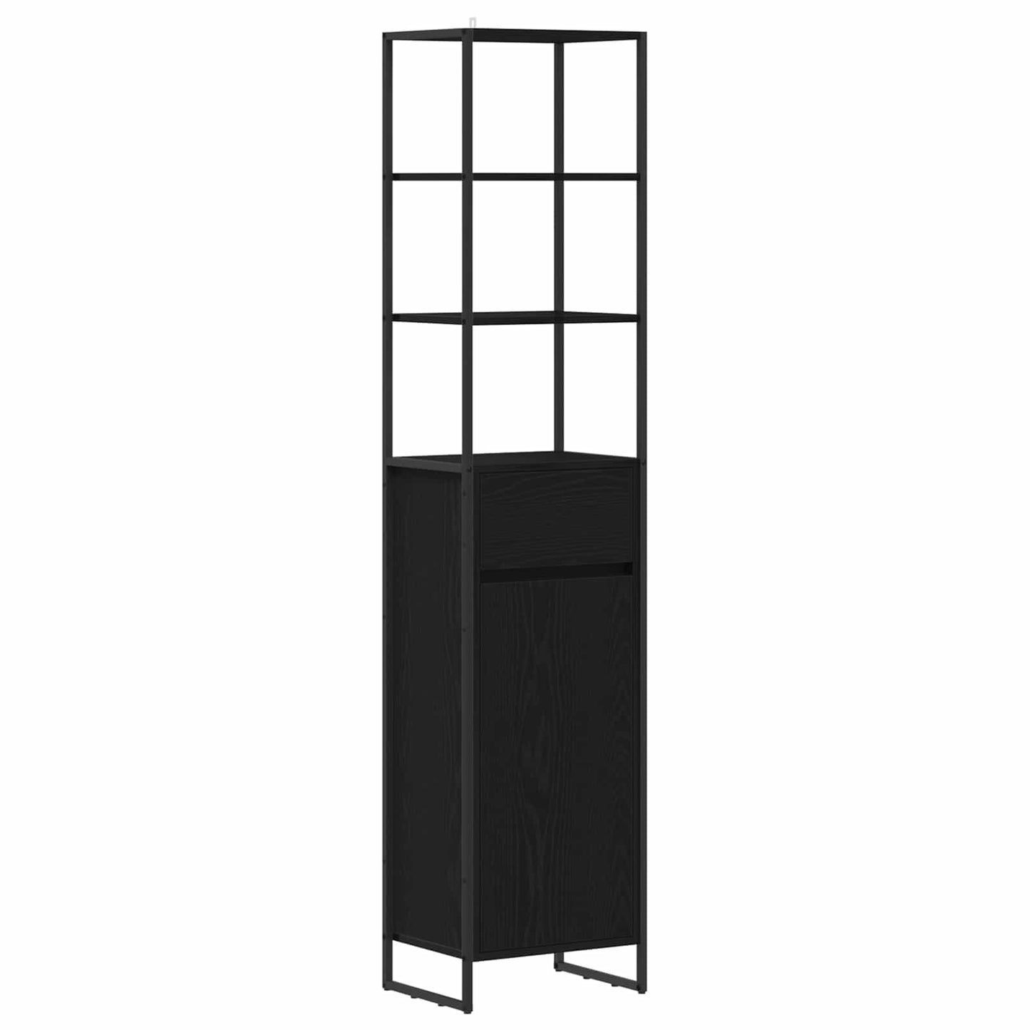 Bathroom Furniture Set with Drawer Black Oak Engineered Wood