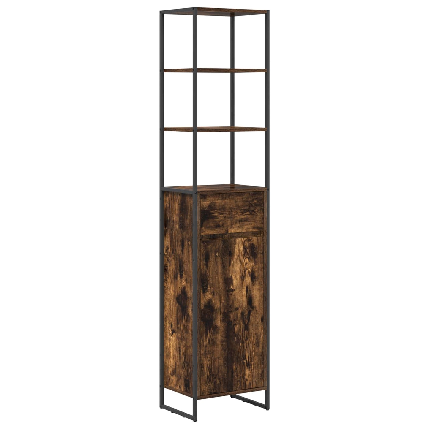 Bathroom Furniture Set with Drawer Smoked Oak Engineered Wood