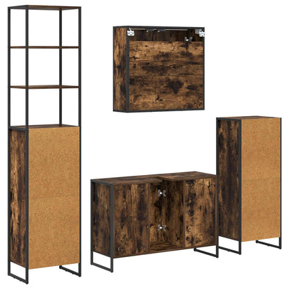 Bathroom Furniture Set with Drawer Smoked Oak Engineered Wood