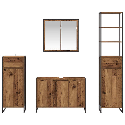 Bathroom Furniture Set with Drawer Old Wood Engineered Wood