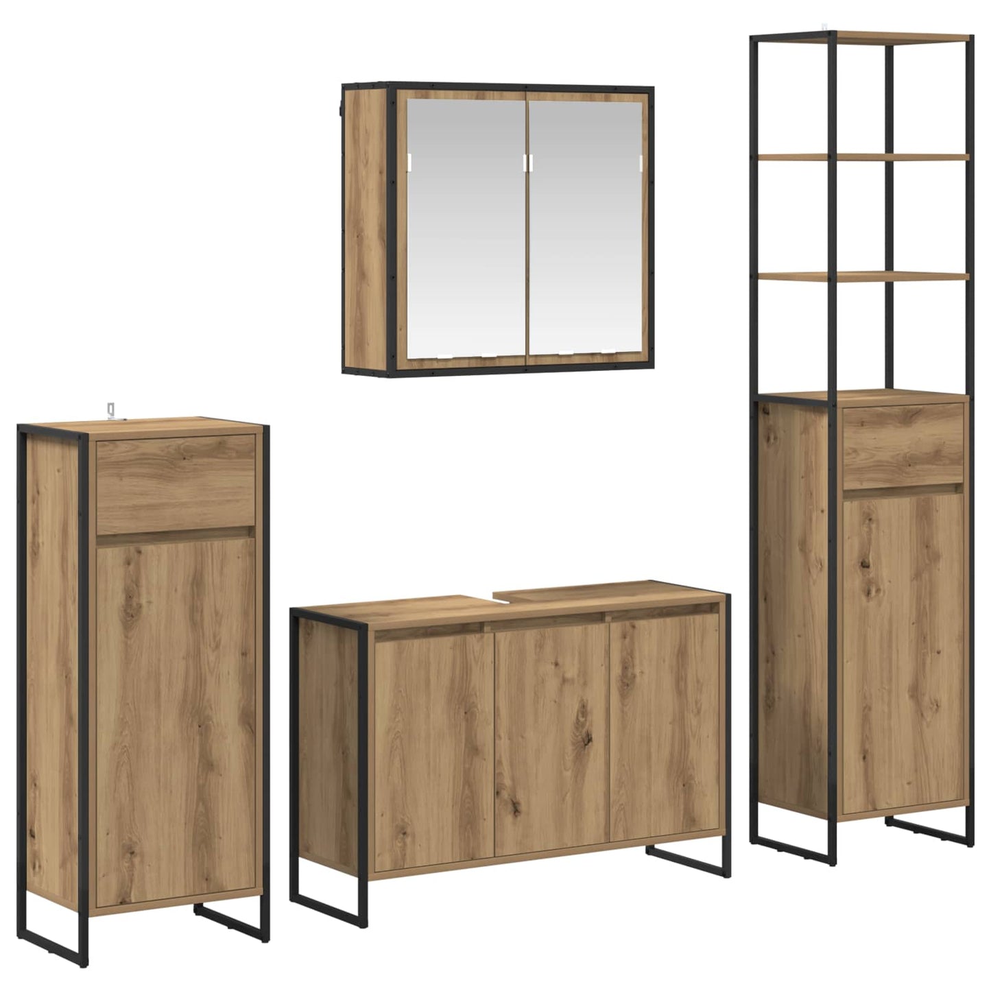 Bathroom Furniture Set with Drawer Artisan Oak Engineered Wood