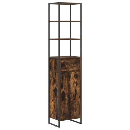 Bathroom Furniture Set with Drawer Smoked Oak Engineered Wood