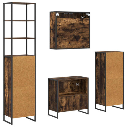 Bathroom Furniture Set with Drawer Smoked Oak Engineered Wood