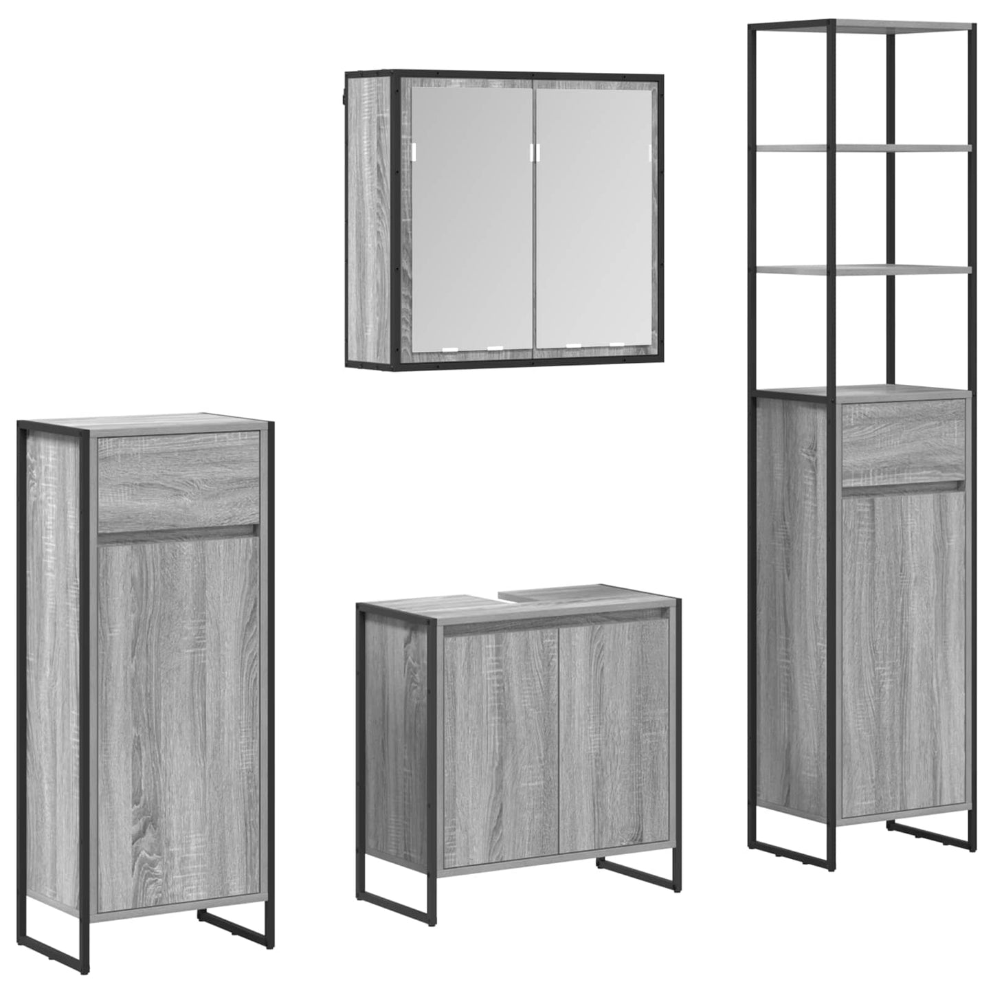 Bathroom Furniture Set with Drawer Grey Sonoma Engineered Wood