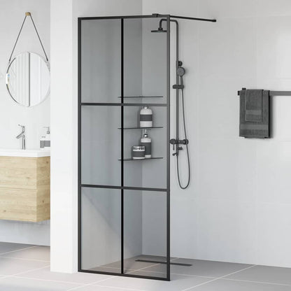 Walk-in Shower Wall Black 80 x 195 cm Tempered Glass