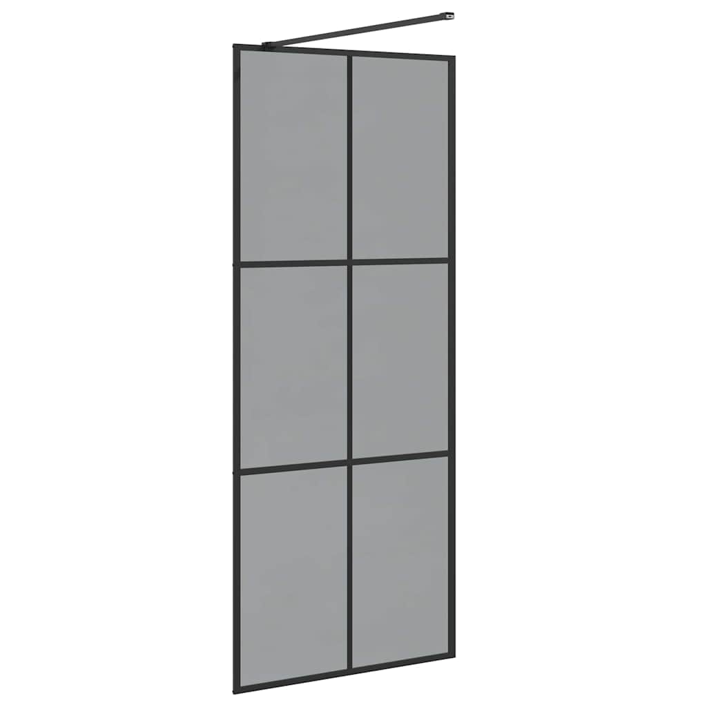 Walk-in Shower Wall Black 80 x 195 cm Tempered Glass