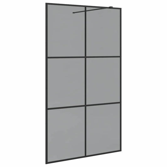 Walk-in Shower Wall Black 115 x 195 cm Tempered Glass