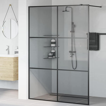 Walk-in Shower Wall Black 140 x 195 cm Tempered Glass