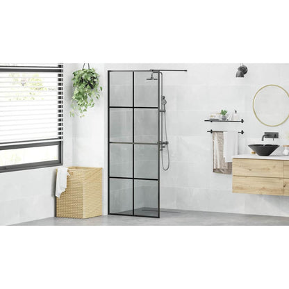Walk-in Shower Wall Black 80 x 195 cm Tempered Glass