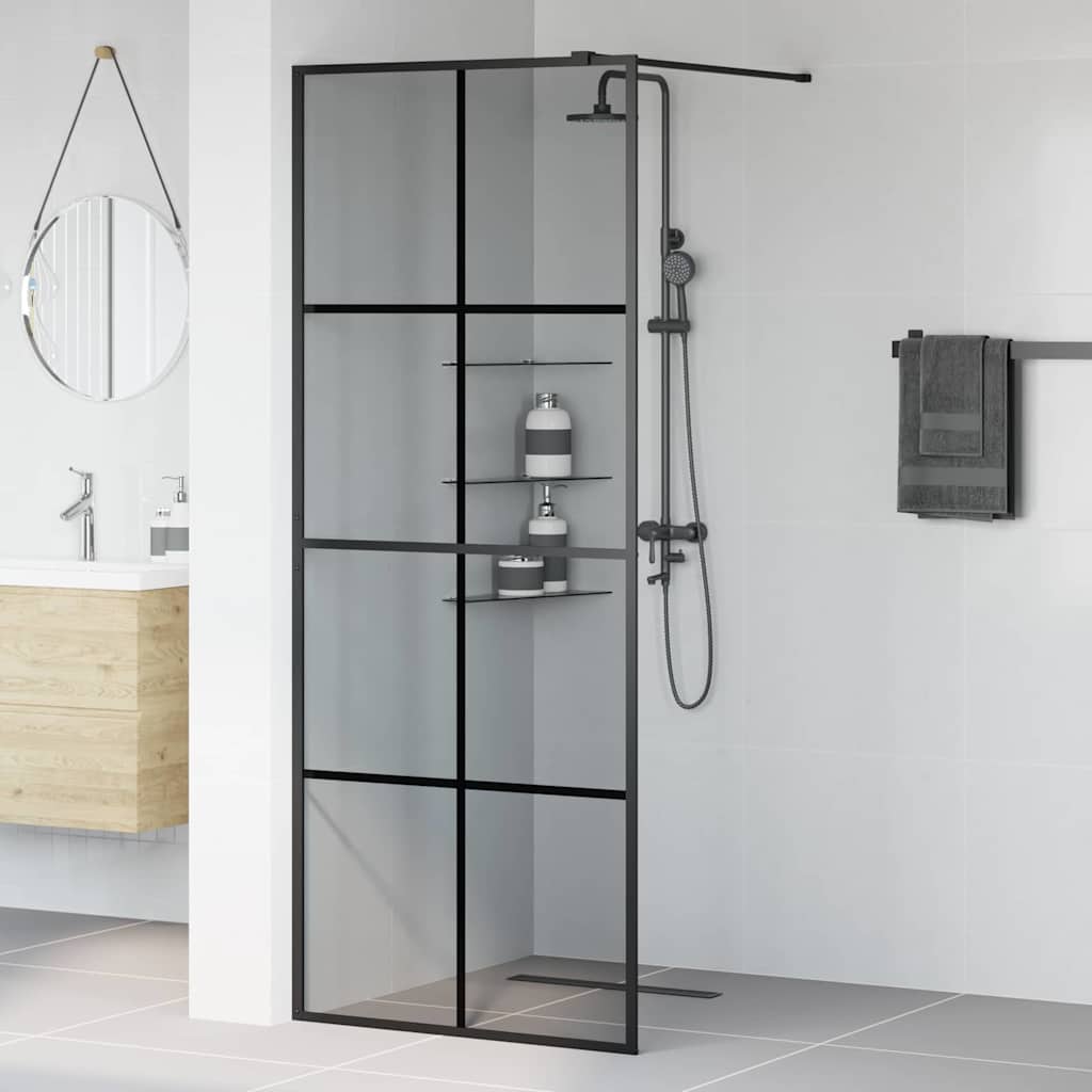 Walk-in Shower Wall Black 80 x 195 cm Tempered Glass