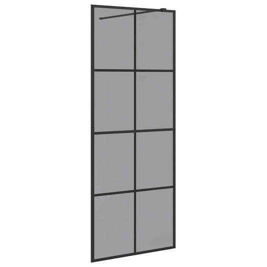 Walk-in Shower Wall Black 80 x 195 cm Tempered Glass
