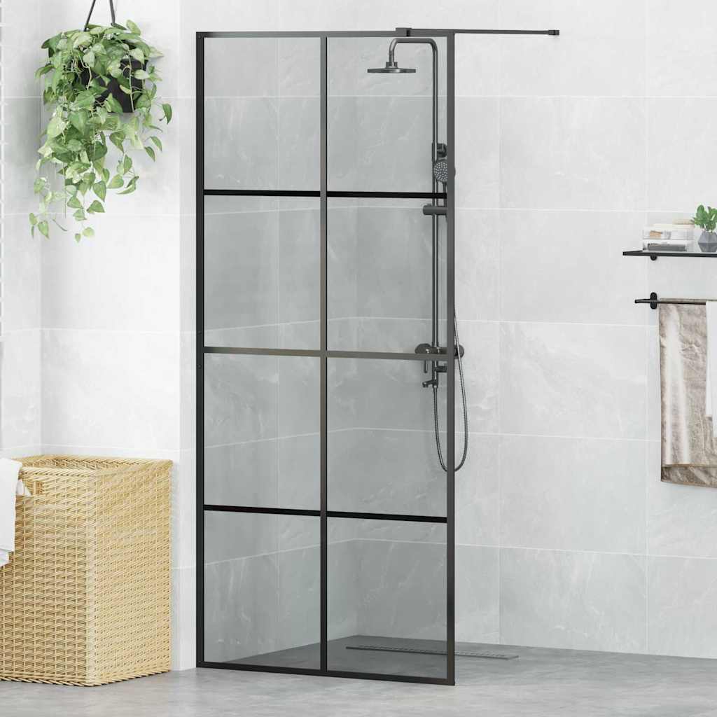 Walk-in Shower Wall Black 90 x 195 cm Tempered Glass