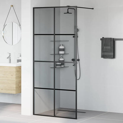 Walk-in Shower Wall Black 90 x 195 cm Tempered Glass
