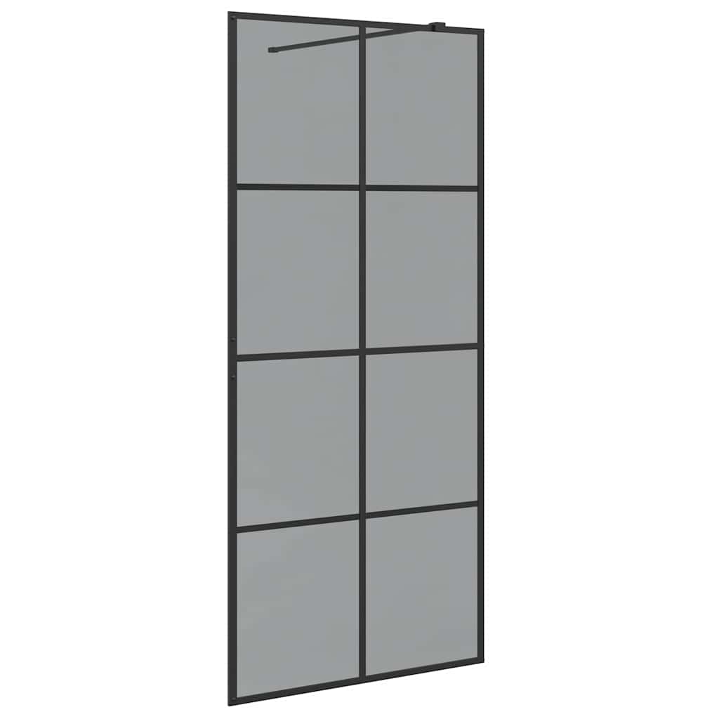 Walk-in Shower Wall Black 90 x 195 cm Tempered Glass