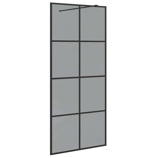 Walk-in Shower Wall Black 90 x 195 cm Tempered Glass