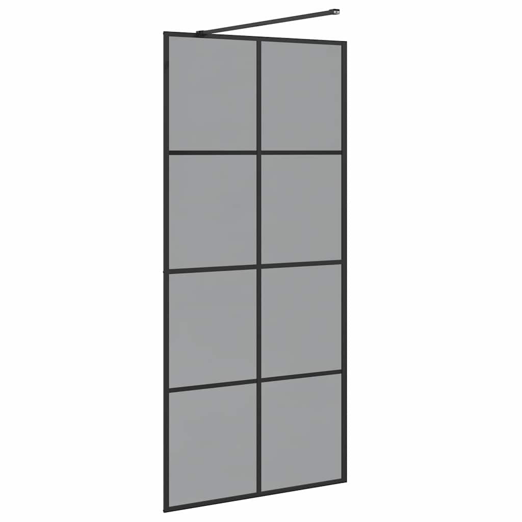 Walk-in Shower Wall Black 90 x 195 cm Tempered Glass