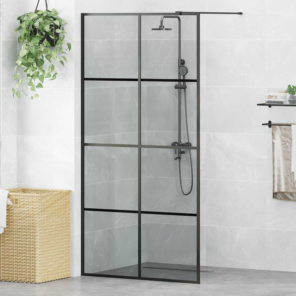 Walk-in Shower Wall Black 100 x 195 cm Tempered Glass