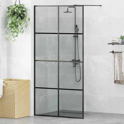 Walk-in Shower Wall Black 100 x 195 cm Tempered Glass