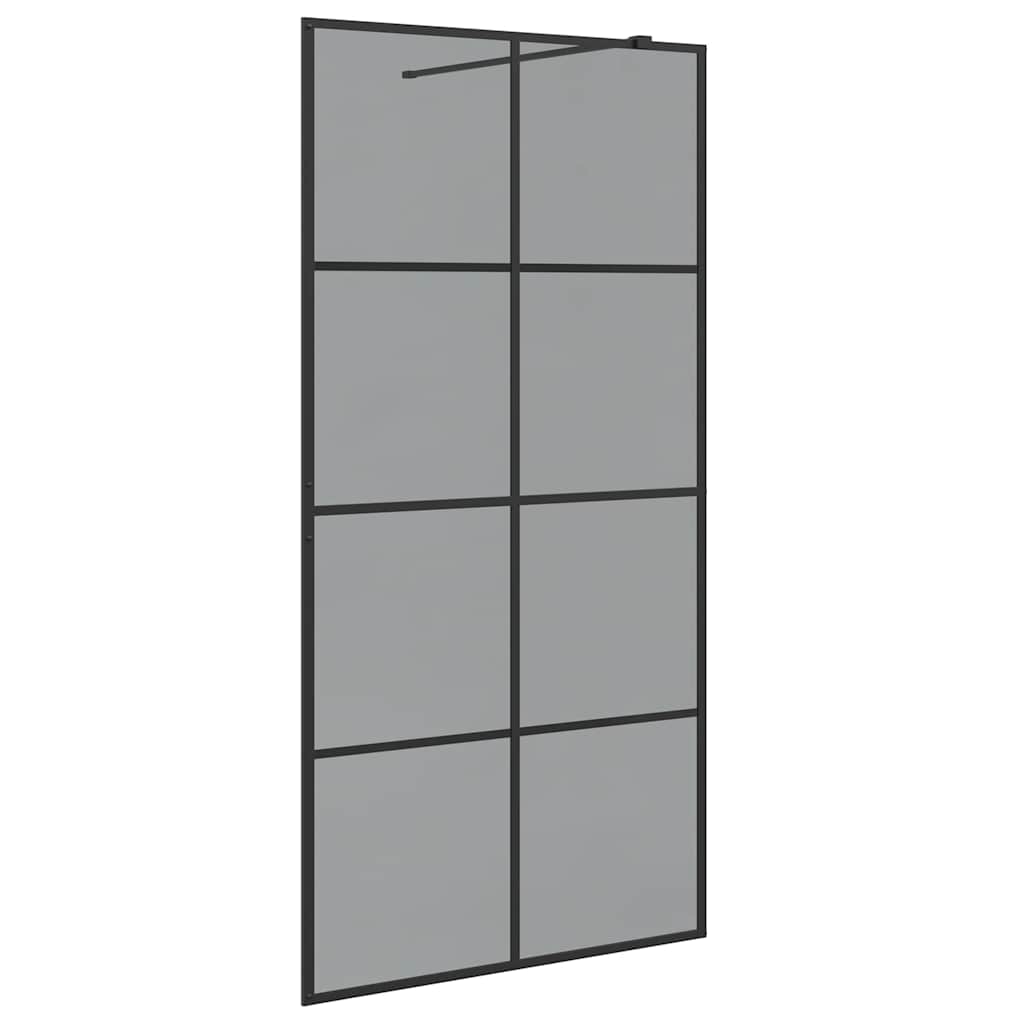 Walk-in Shower Wall Black 100 x 195 cm Tempered Glass