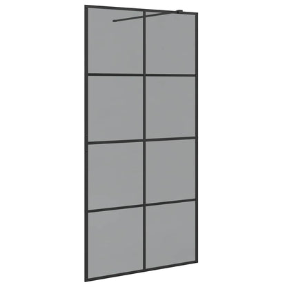 Walk-in Shower Wall Black 100 x 195 cm Tempered Glass