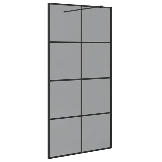 Walk-in Shower Wall Black 100 x 195 cm Tempered Glass