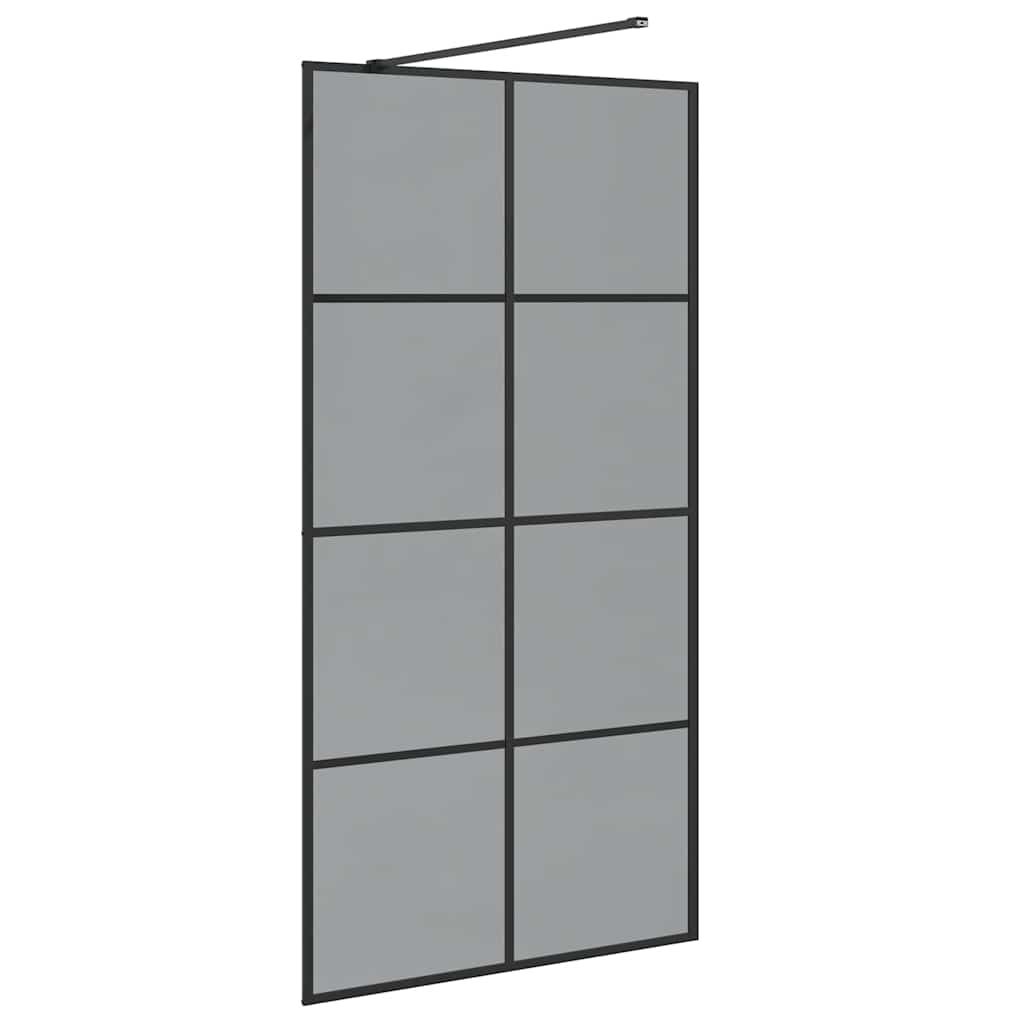 Walk-in Shower Wall Black 100 x 195 cm Tempered Glass