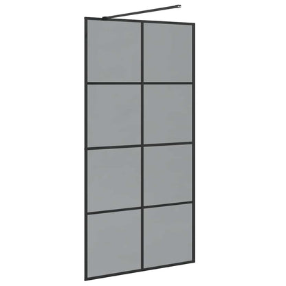 Walk-in Shower Wall Black 100 x 195 cm Tempered Glass