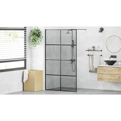 Walk-in Shower Wall Black 115 x 195 cm Tempered Glass