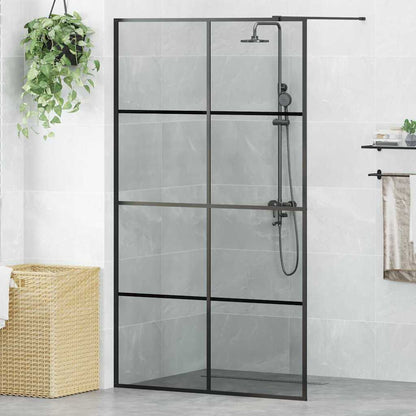 Walk-in Shower Wall Black 115 x 195 cm Tempered Glass