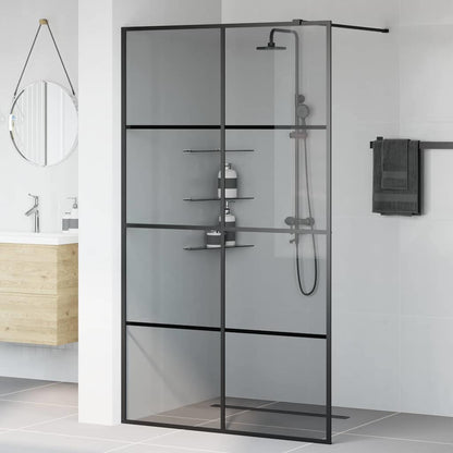 Walk-in Shower Wall Black 115 x 195 cm Tempered Glass