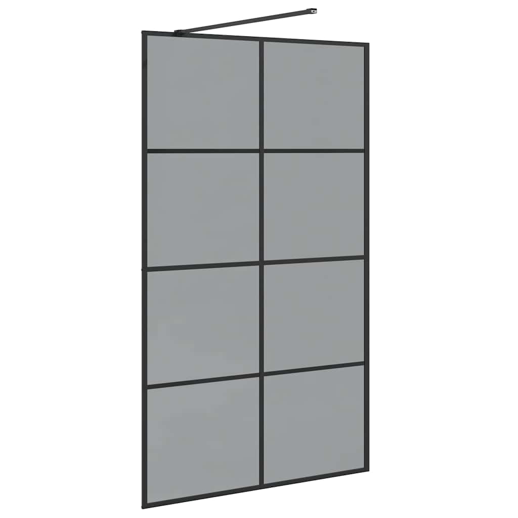 Walk-in Shower Wall Black 115 x 195 cm Tempered Glass