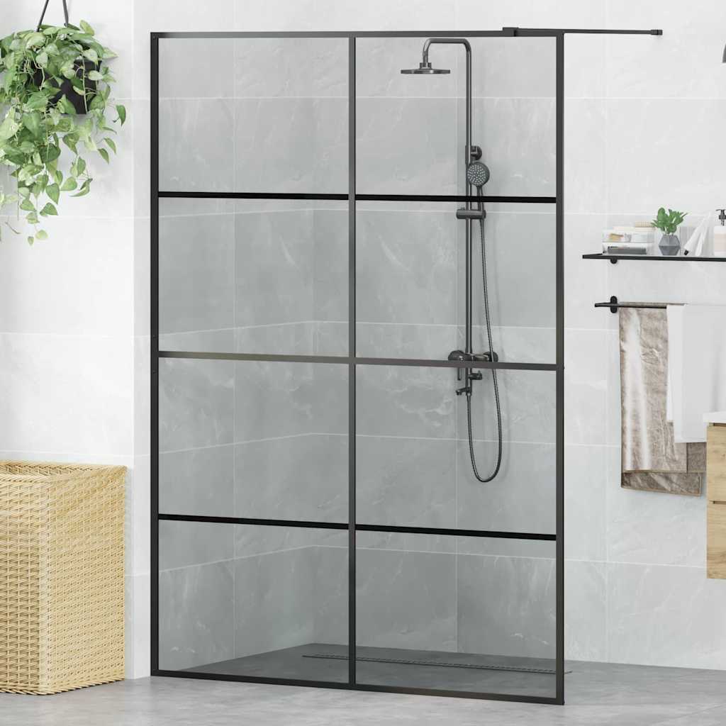 Walk-in Shower Wall Black 140 x 195 cm Tempered Glass