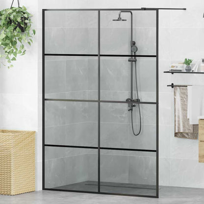 Walk-in Shower Wall Black 140 x 195 cm Tempered Glass