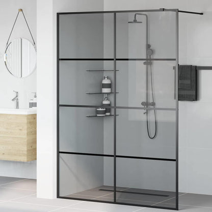 Walk-in Shower Wall Black 140 x 195 cm Tempered Glass