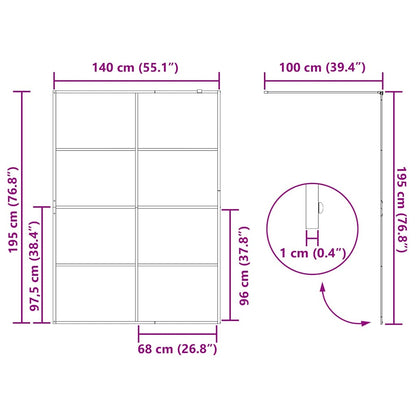 Walk-in Shower Wall Black 140 x 195 cm Tempered Glass